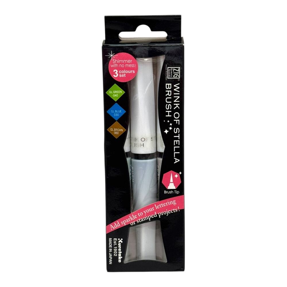 Wink of Stella Brush Tip Glitter Pen Landscape Green 040 Blue 030 Brown 060